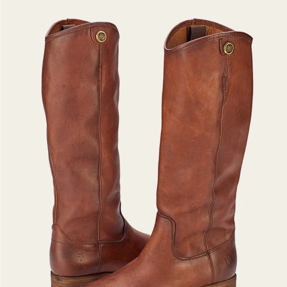 Frye #77167 Melissa Button Cognac Leather Riding Women’s Boots Size 6.5